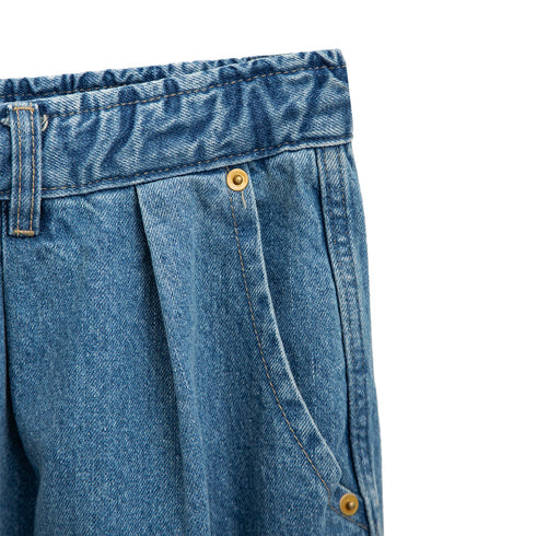 Anglan Rigid Indigo Denim Balloon Pants Light Blue Degli Uberti